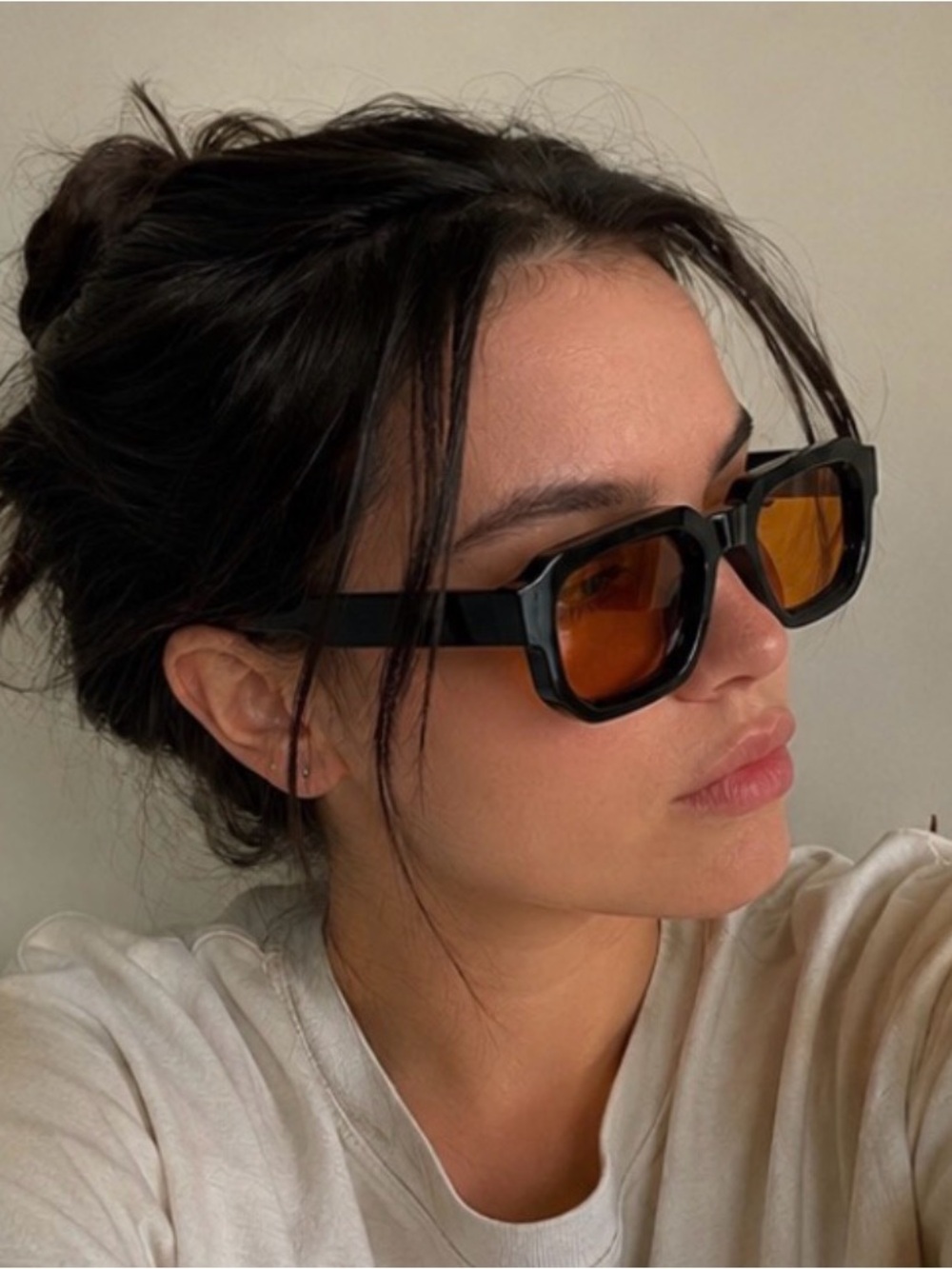 Black Frame Orange Lens Sunglasses | Retro Street Style Shades